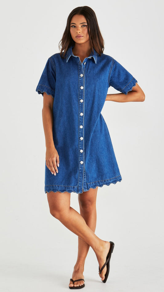 Vale Scalloped Denim Dress
