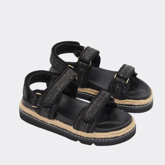 Elsie Sandal in Black Raffia