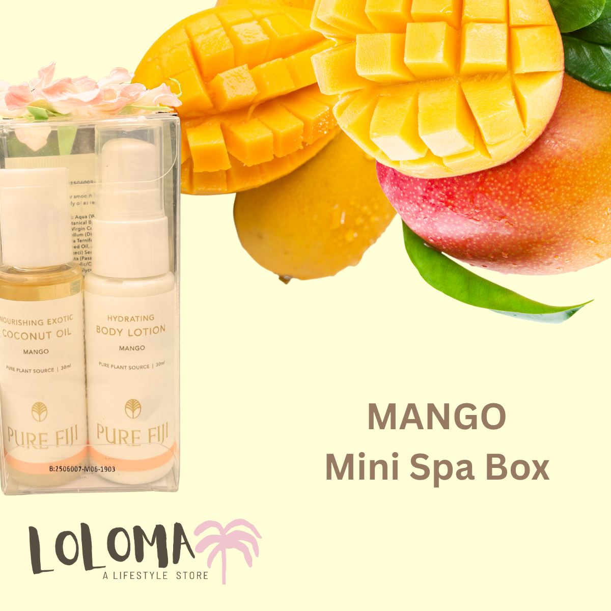 Loloma Living Pure Fiji Christmas Gift Set Mini Spa Nourish Box mango infusion