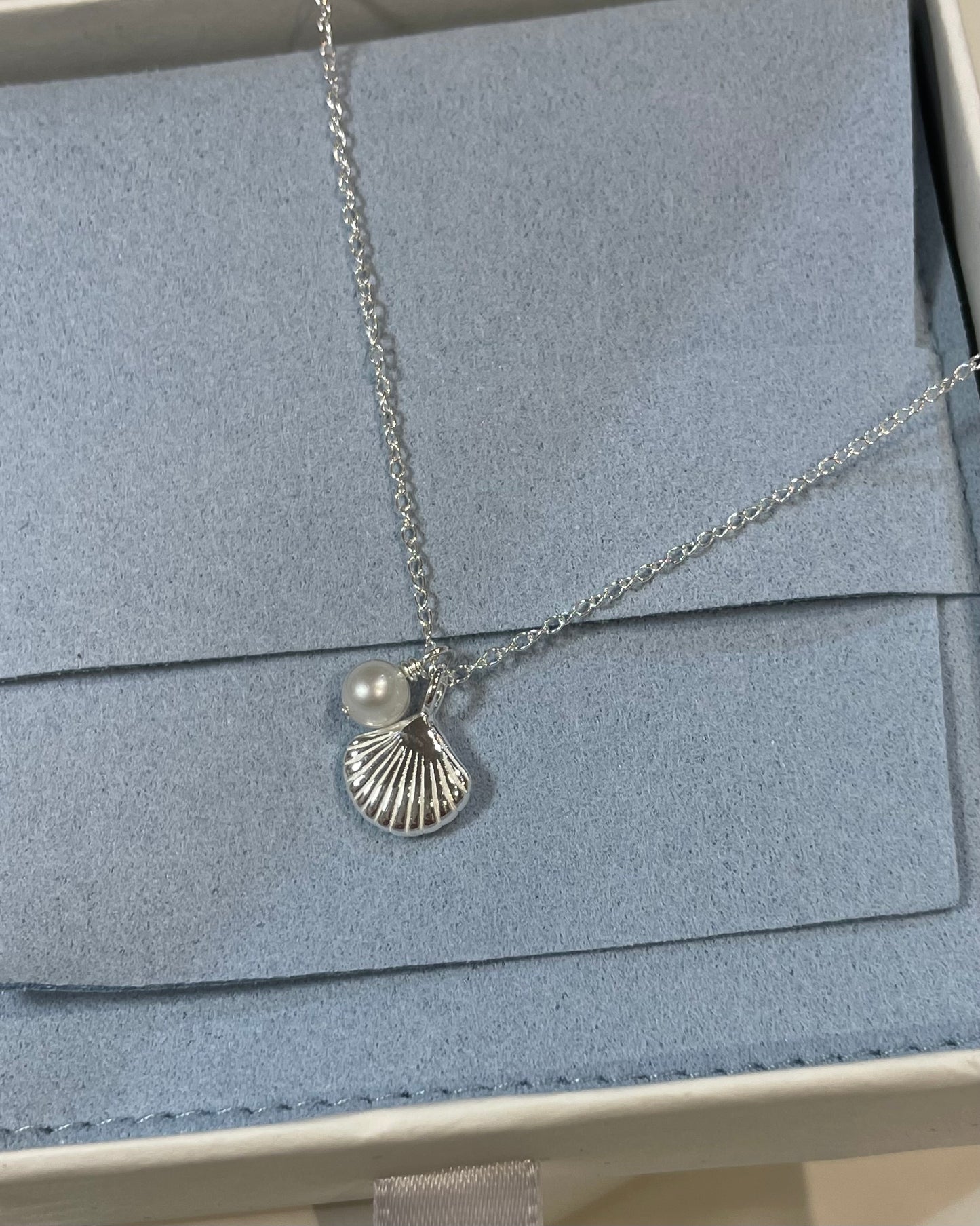 Siren Shell & Freshwater Pearl Necklace Sterling Silver