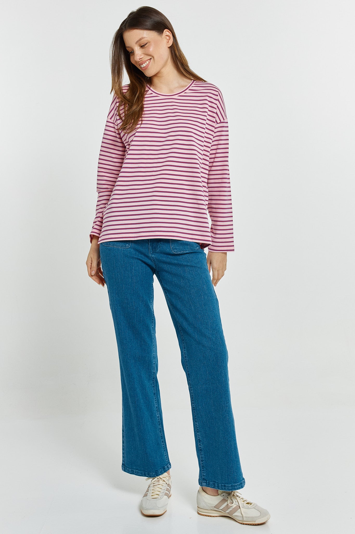 Vienna Stripe Long Sleeve Tshirt Pink
