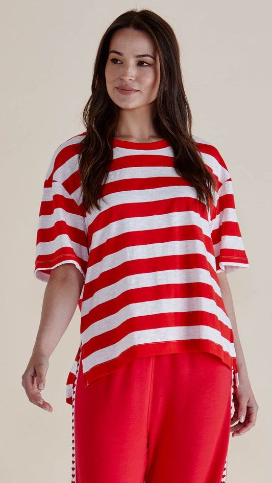 Boxy Tee Red/White by Betty Basics