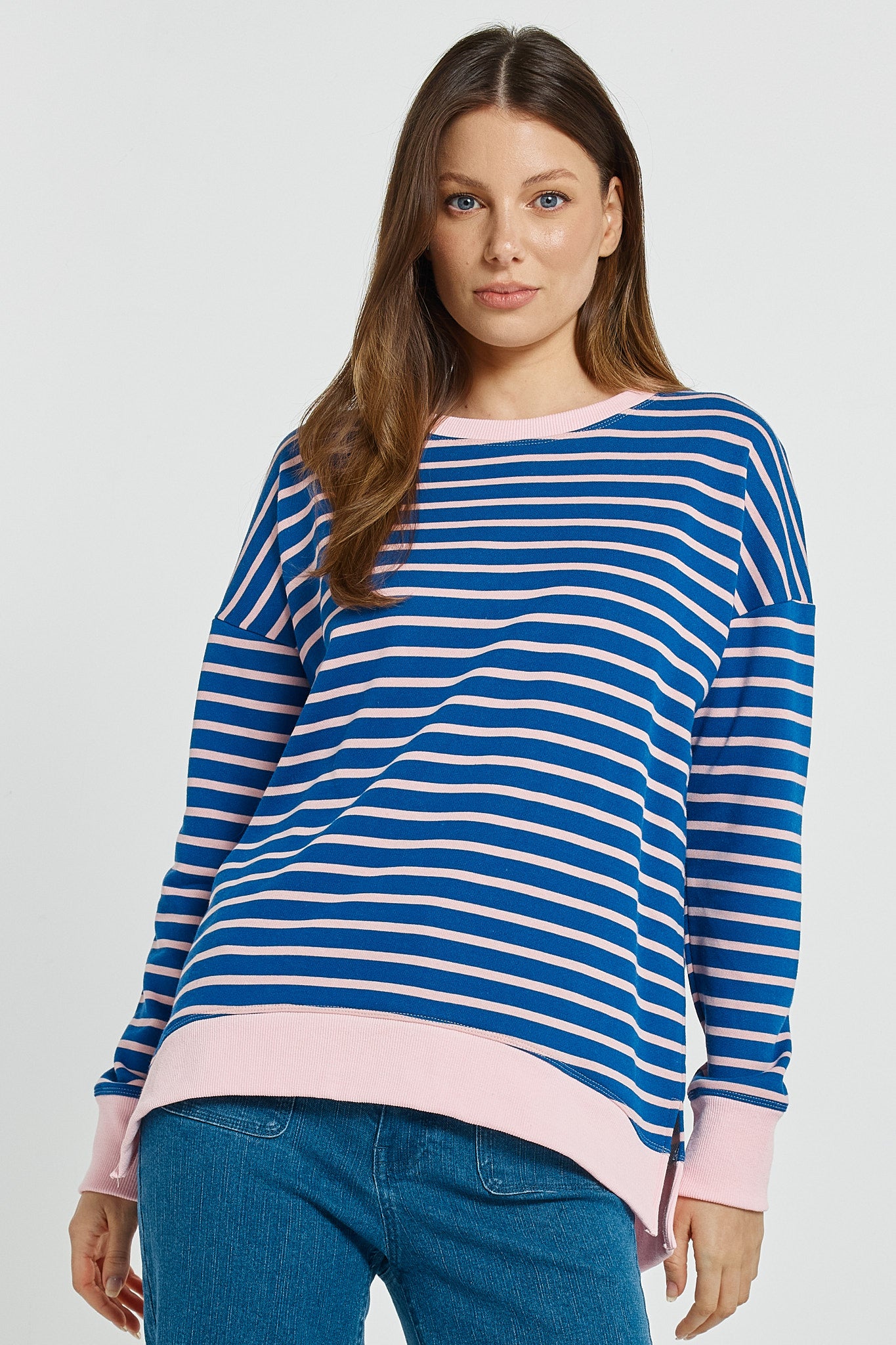 Tide Sweatshirt in Blue/Pink Stripe