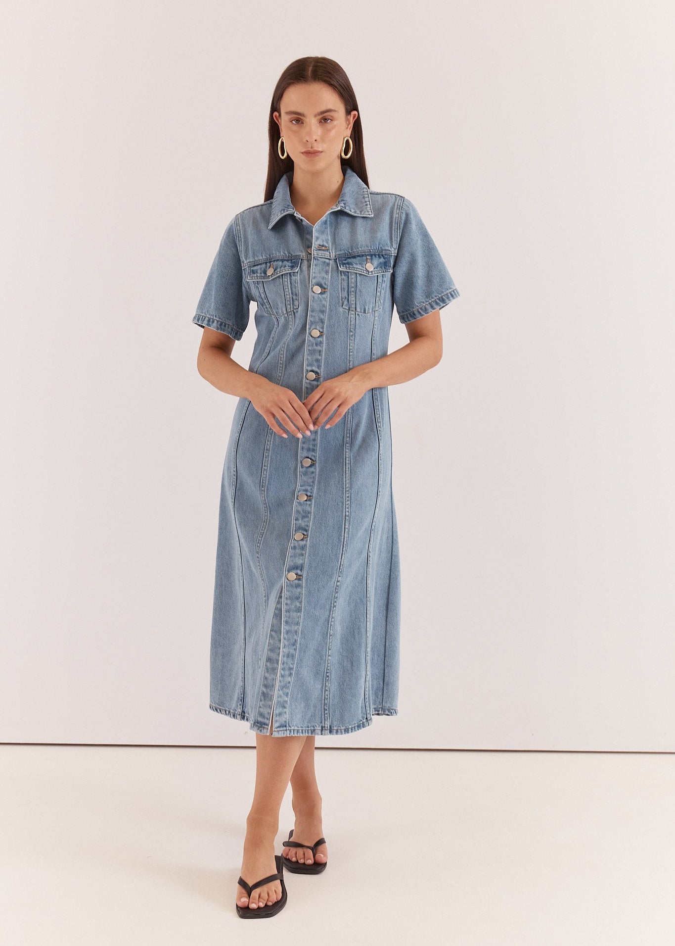 Kara Denim Midi Dress in 90's Blue by SASS