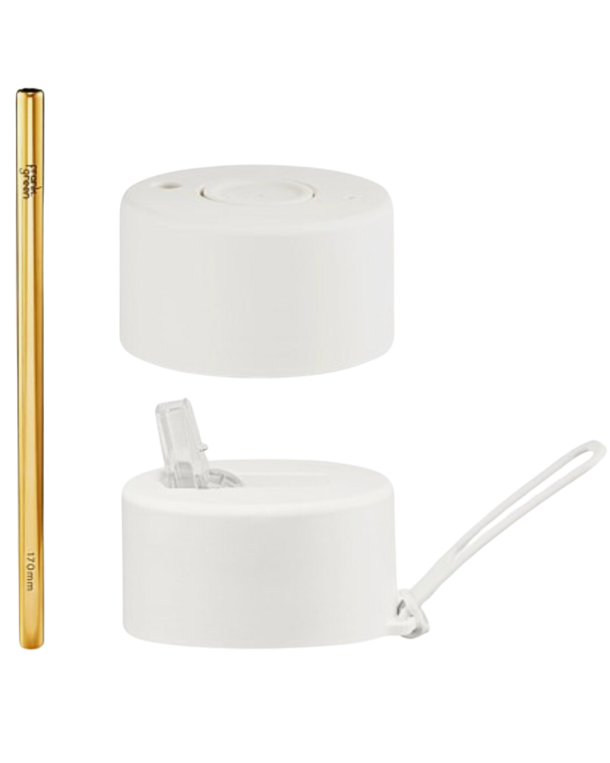 Duo Pack Lids with Straw Frank Green in Cloud White