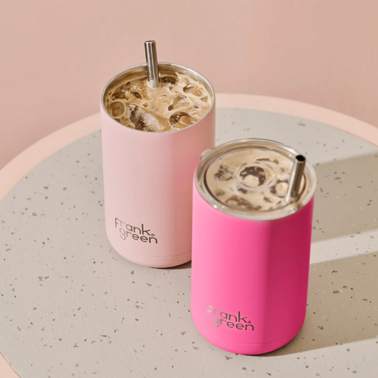 Frank Green Reusable Iced Coffee Cup with Straw Blushed