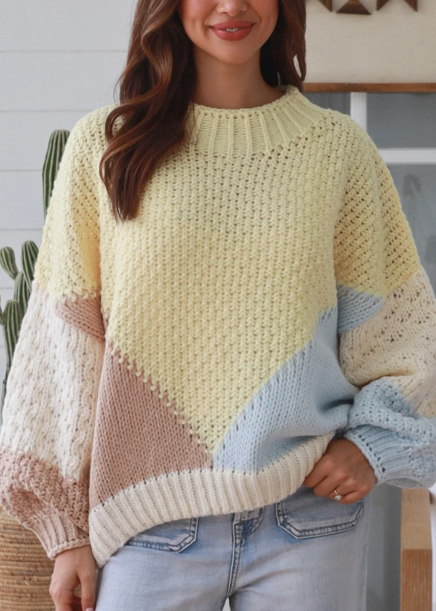 Lemon Block Colour Knit Jumper