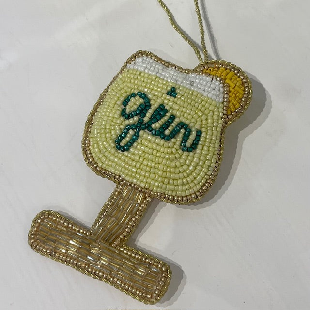 Beaded Gin Cocktail Glass Christmas Ornament