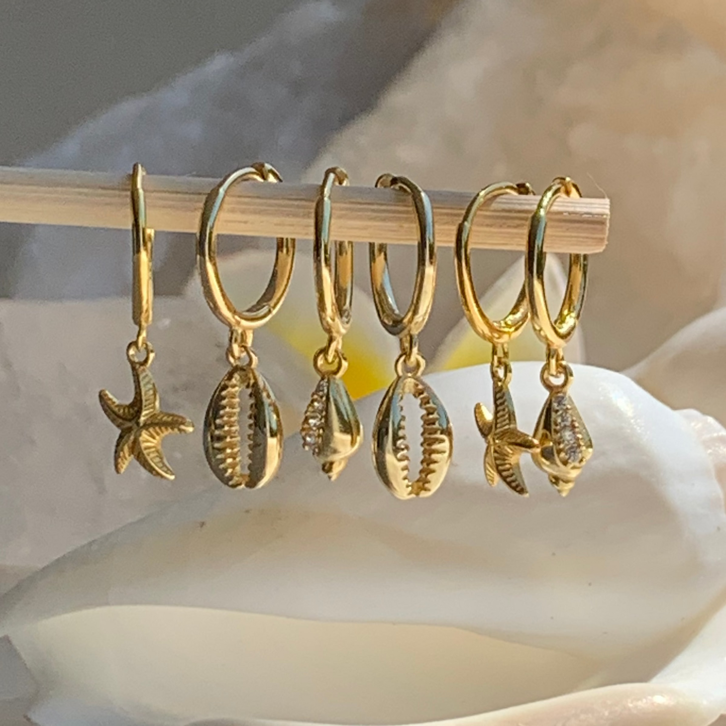 Sea Star Starfish Huggie Earrings 18k Gold