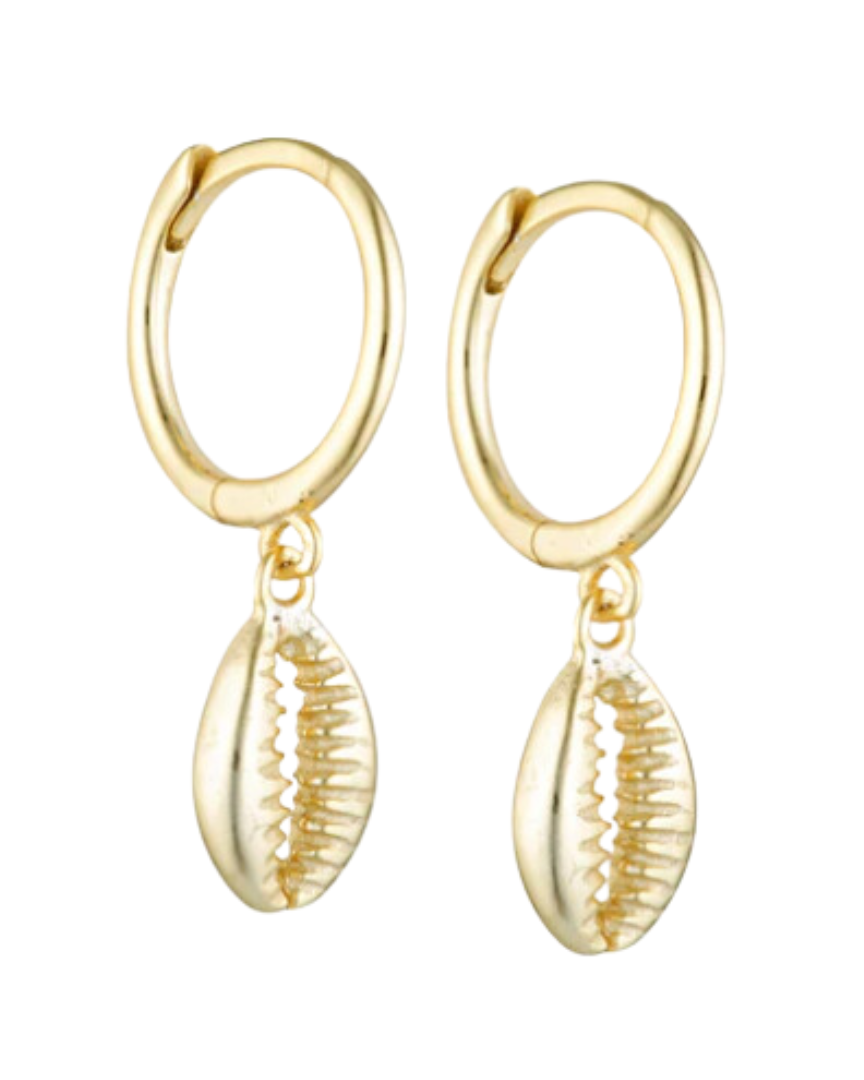 Kai Cowrie Shell Huggie Earrings 18k Gold