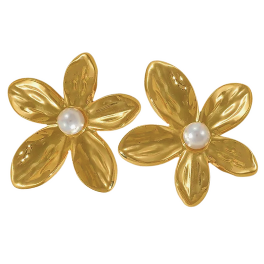 Frangipani Pearl Statement Stud Earrings