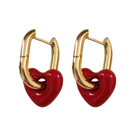 Lover Red Heart Statement Earrings