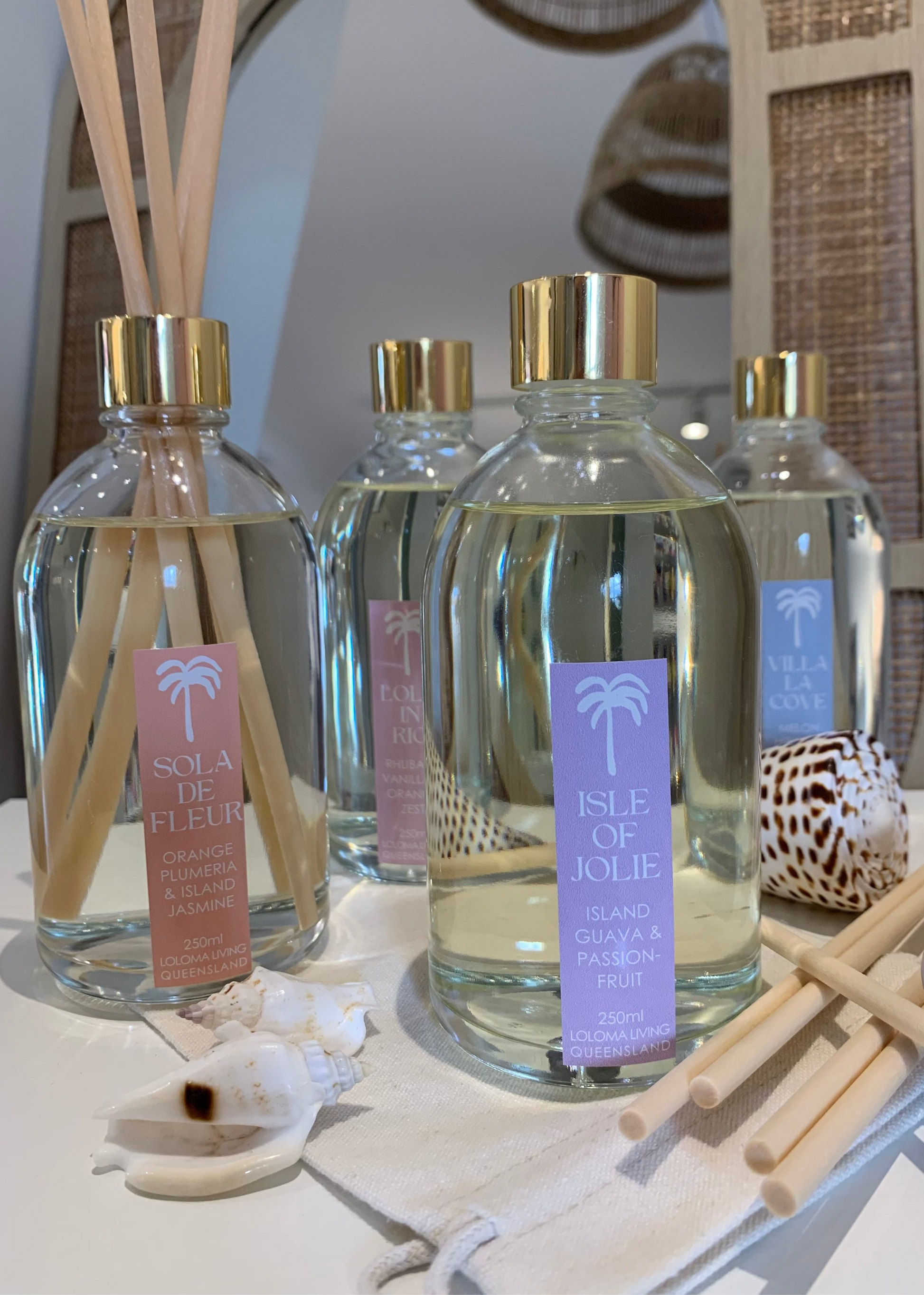 Loloma Living Reed Diffuser Home Fragrance Lola In Rio Glass Bottle