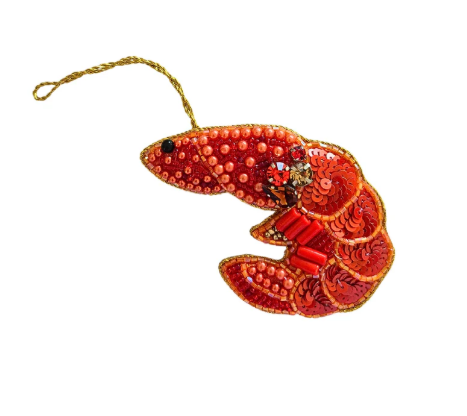 Beaded Prawn Christmas Tree Ornament