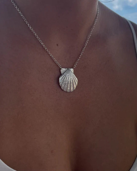 Siren Scallop Shell Pendant Necklace Sterling Silver