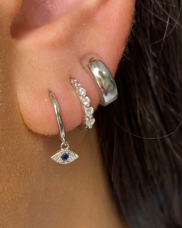 Sofia Evil Eye Drop Huggie Earrings Sterling Silver