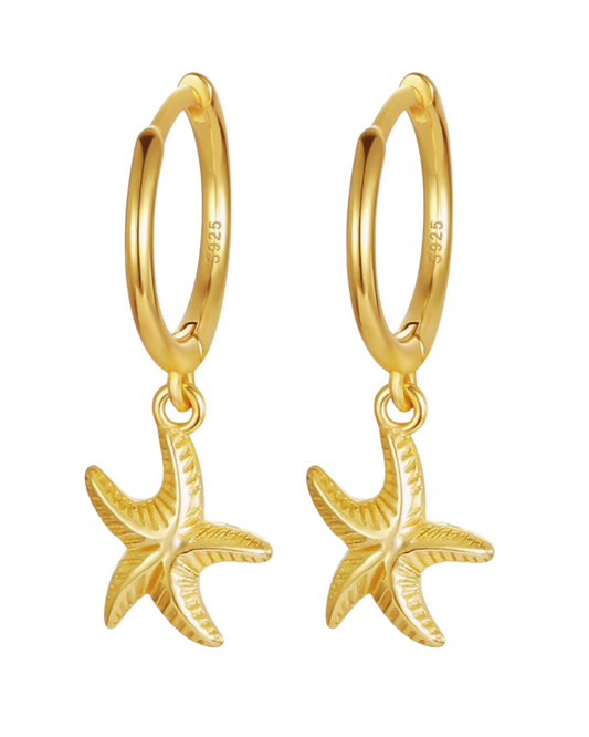 Sea Star Starfish Huggie Earrings 18k Gold