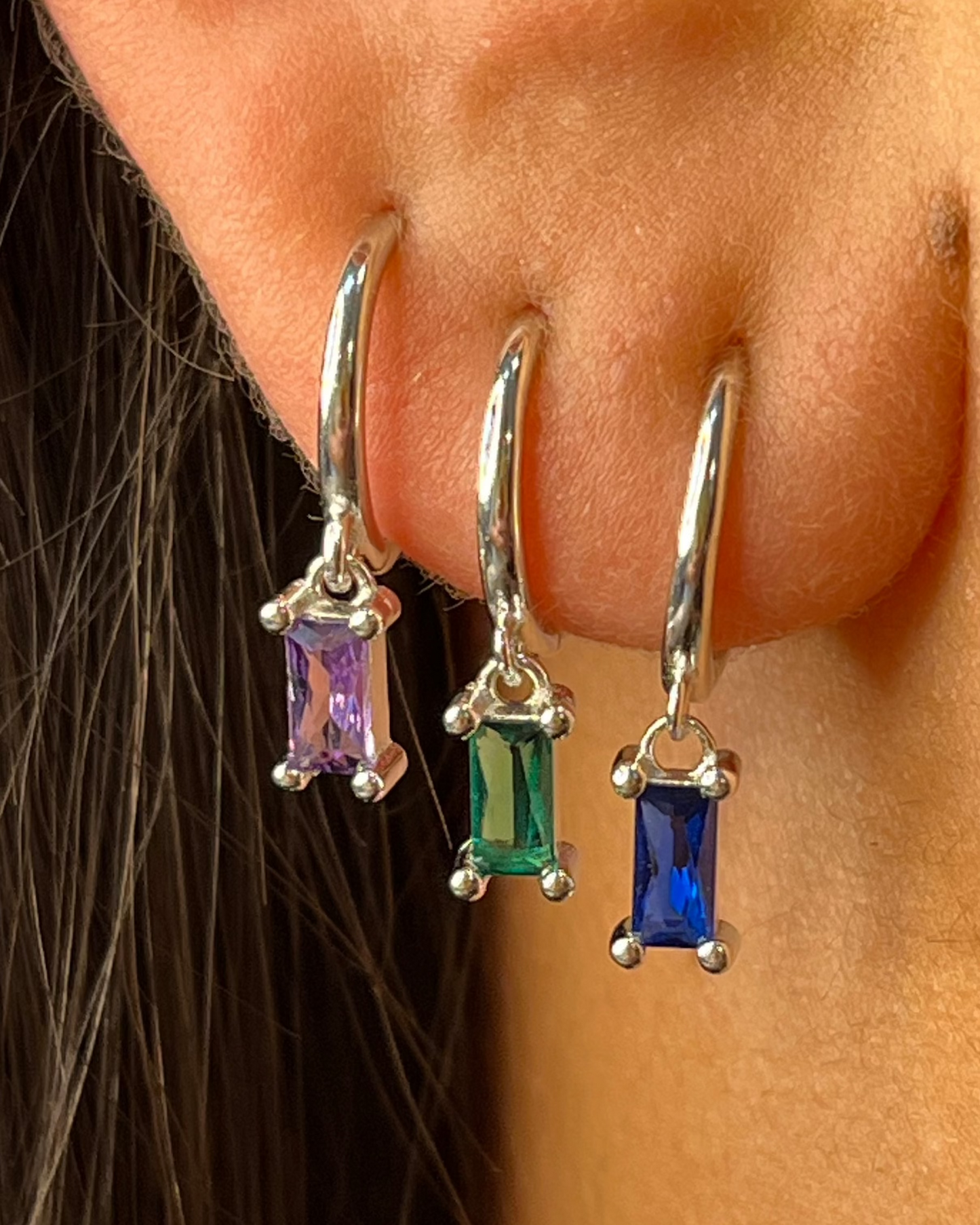 Rio Green Charm Earrings Sterling Silver