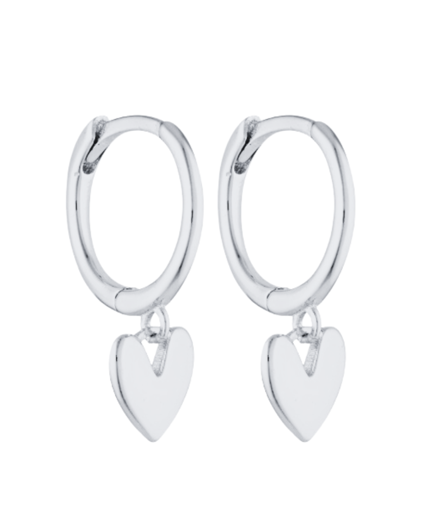 Lover Heart Huggie Earrings Sterling Silver