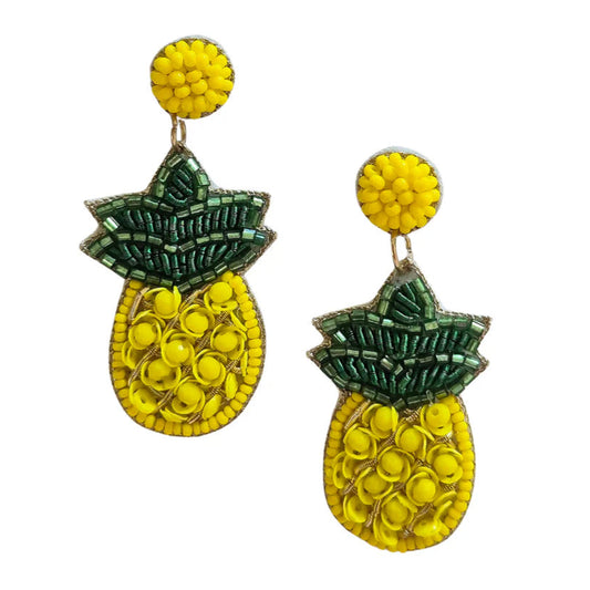 Pineapple Beaded Statement Earrings