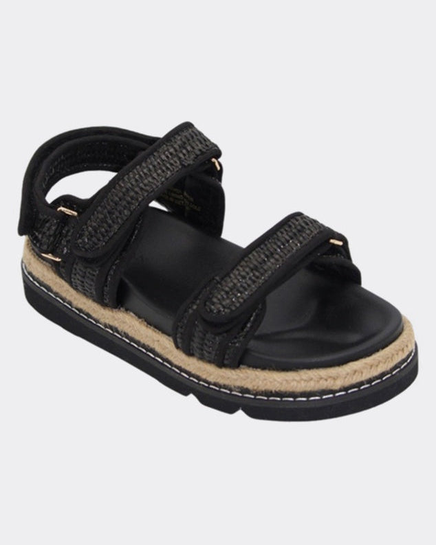Elsie Platform Sandals in Black Raffia by Human Shoes