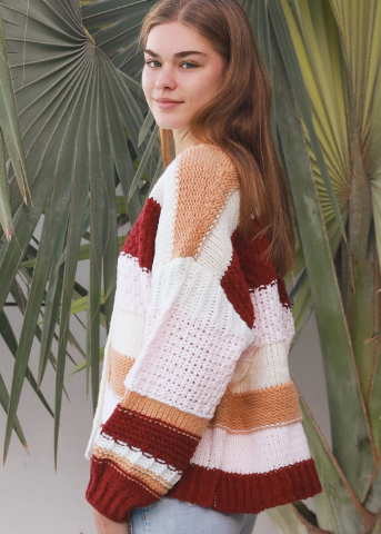 Wendy Maroon and Pink Cardi