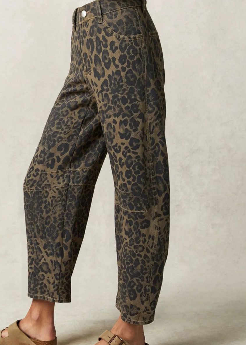Leopard Print Barrel Jean by MUTIG