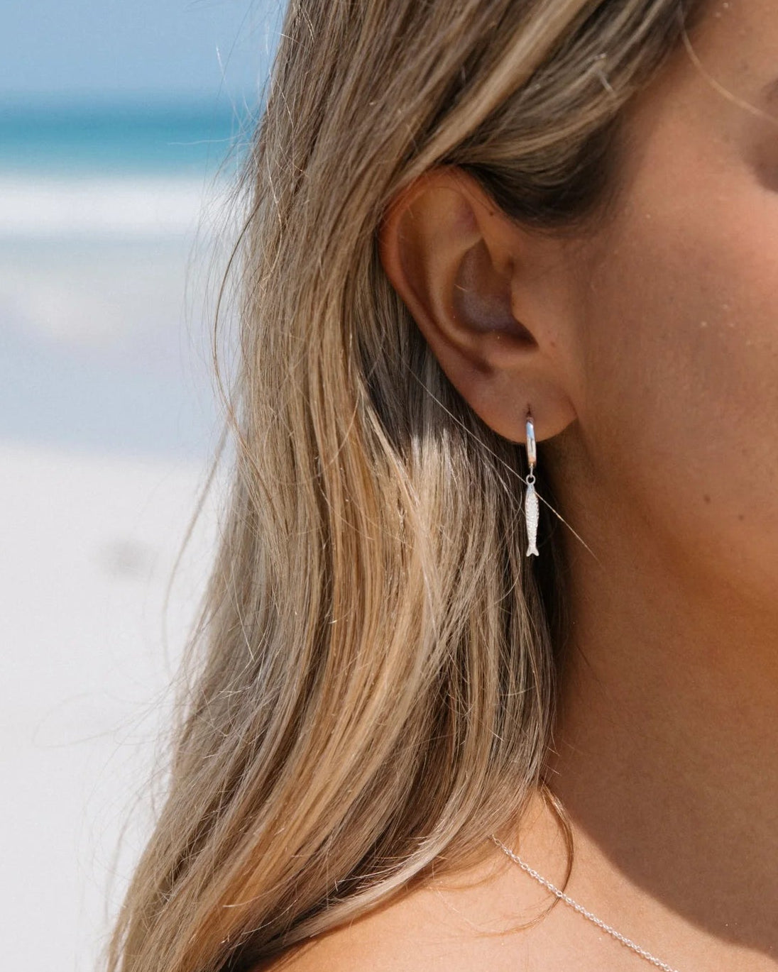 Sardine Huggie Earrings Sterling Silver