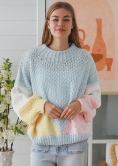 Pale Blue Block Colour Knit Jumper