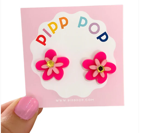 Mini Jessie Flower Studs Fuschia