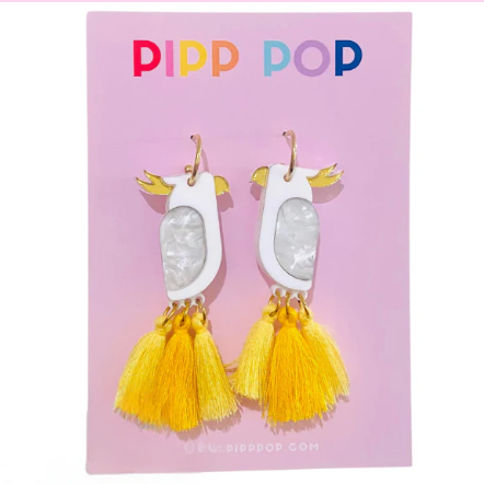 Yellow Cockatoo Dangle Earrings