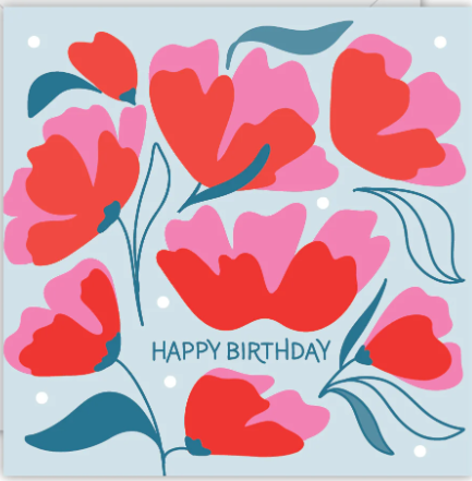 Floral Happy Birthday! Greeting Card