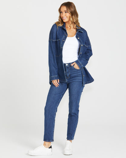 Last One! Size 16 Jasmine Denim Shacket in Indigo Wash