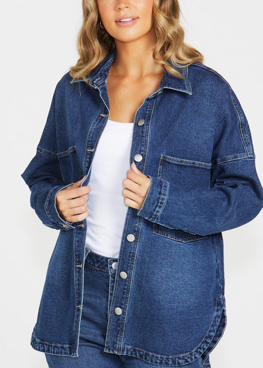Last One! Size 16 Jasmine Denim Shacket in Indigo Wash