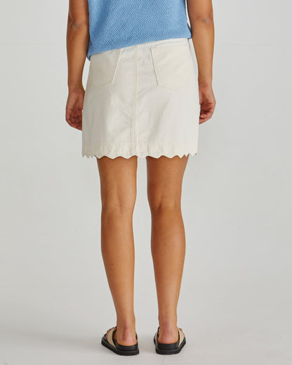 SASS VALE SCALLOPED DENIM SKIRT STOCKIST LOLOMA LIVING TAMBORINE MOUNTAIN. PLUS SIZES AVAILABLE.