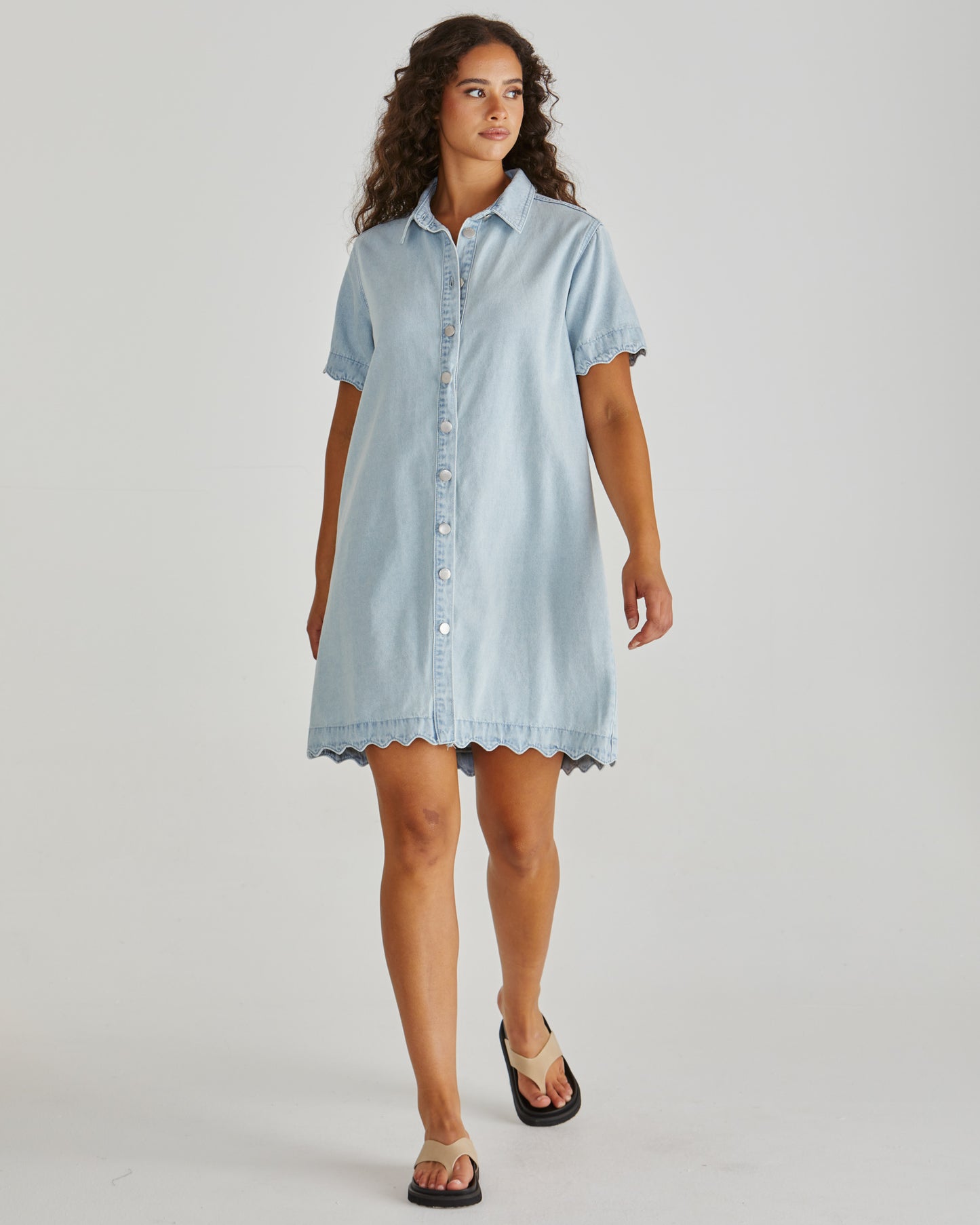 SASS Vale Denim Dress with Scallop detail.  Loloma Living is a stockist of SASS and Betty Basics. 