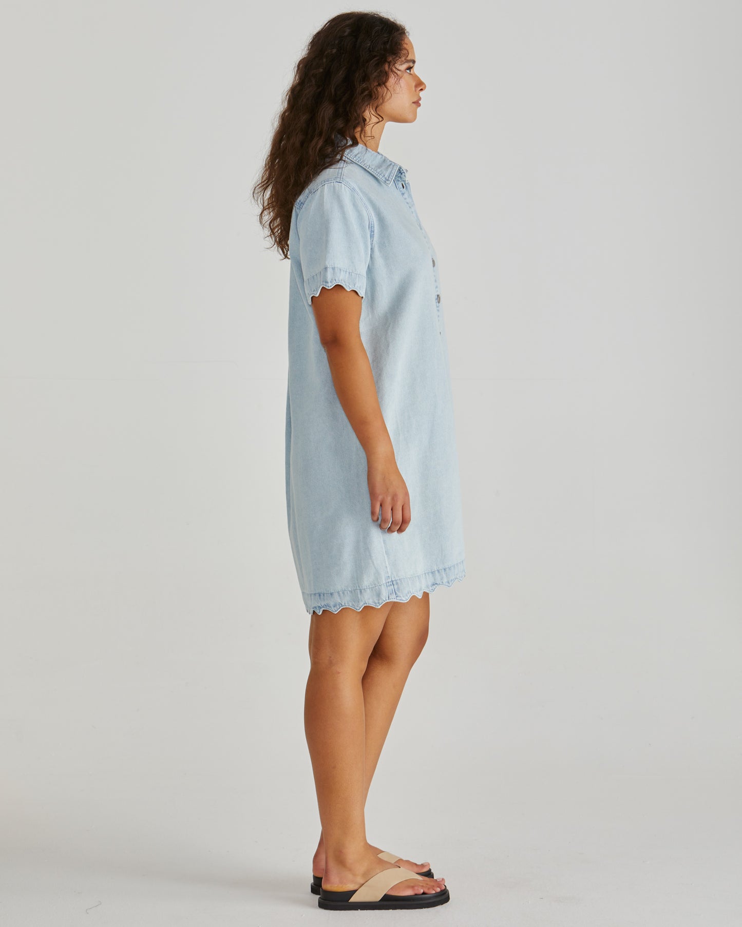 SASS Vale Denim Dress with Scallop detail.  Loloma Living is a stockist of SASS and Betty Basics. Fast Shipping.