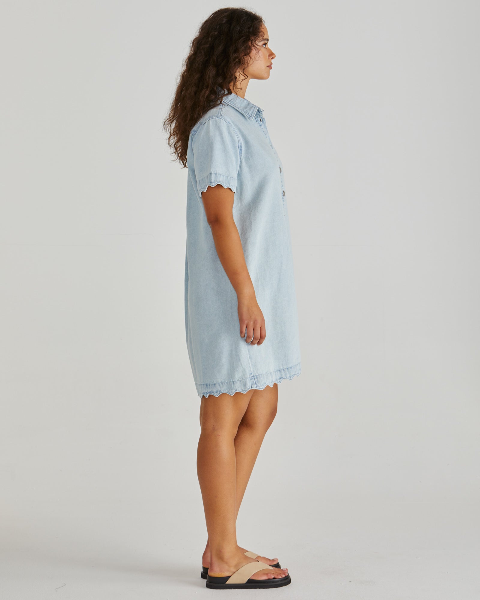 SASS Vale Denim Dress with Scallop detail.  Loloma Living is a stockist of SASS and Betty Basics. Fast Shipping.