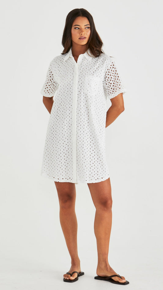 Steva Shirt Dress in Ivory