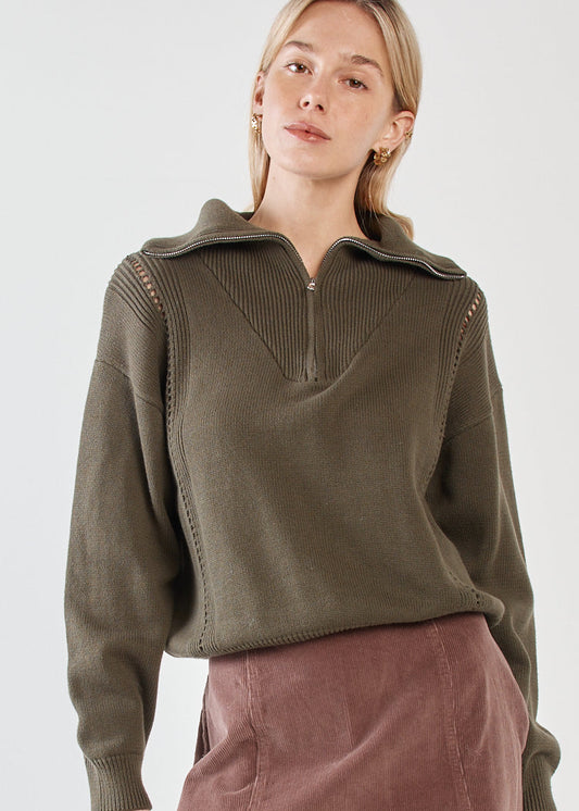 Esti Zip Up Knit Khaki