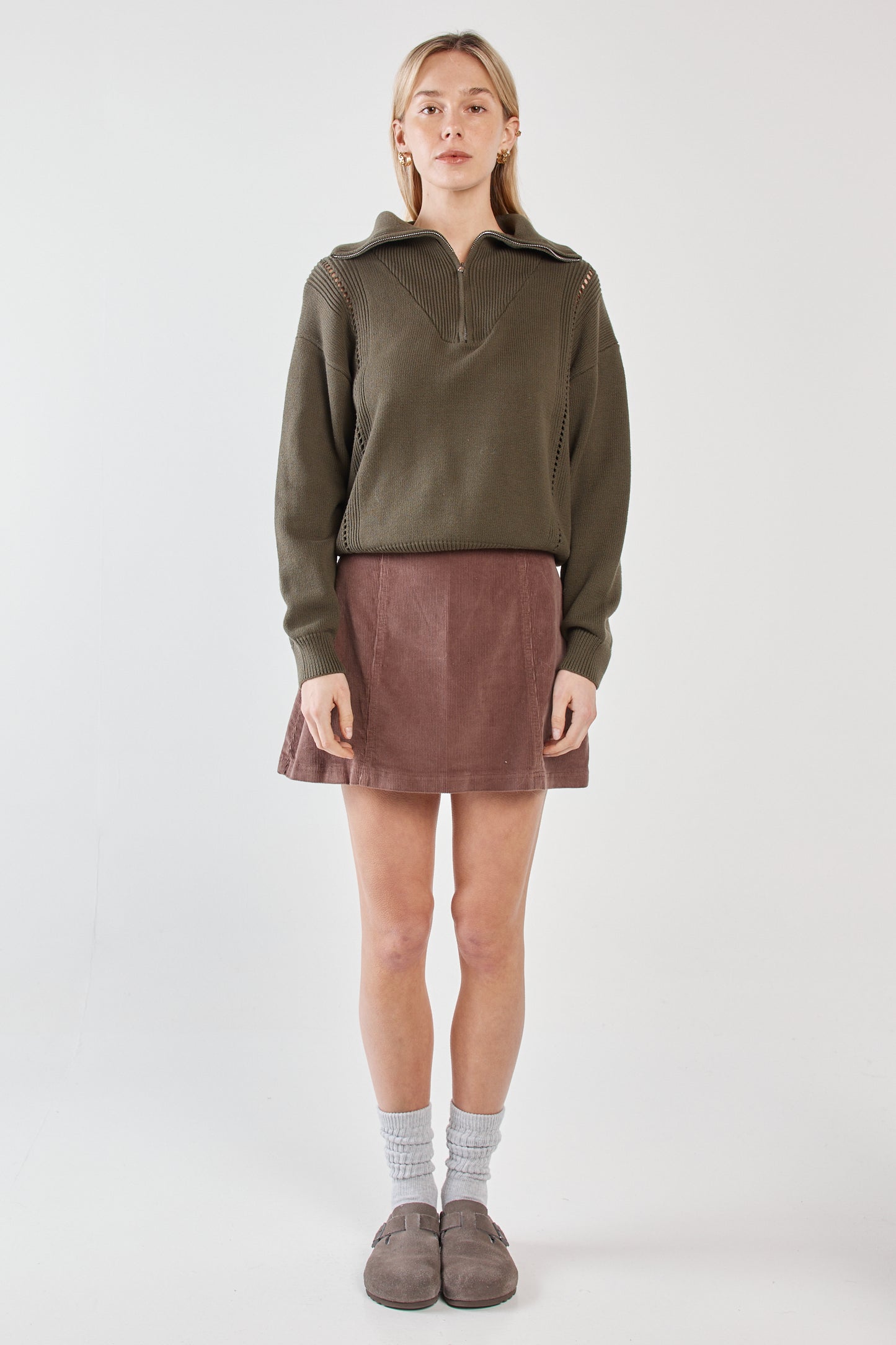 Esti Zip Up Knit Khaki