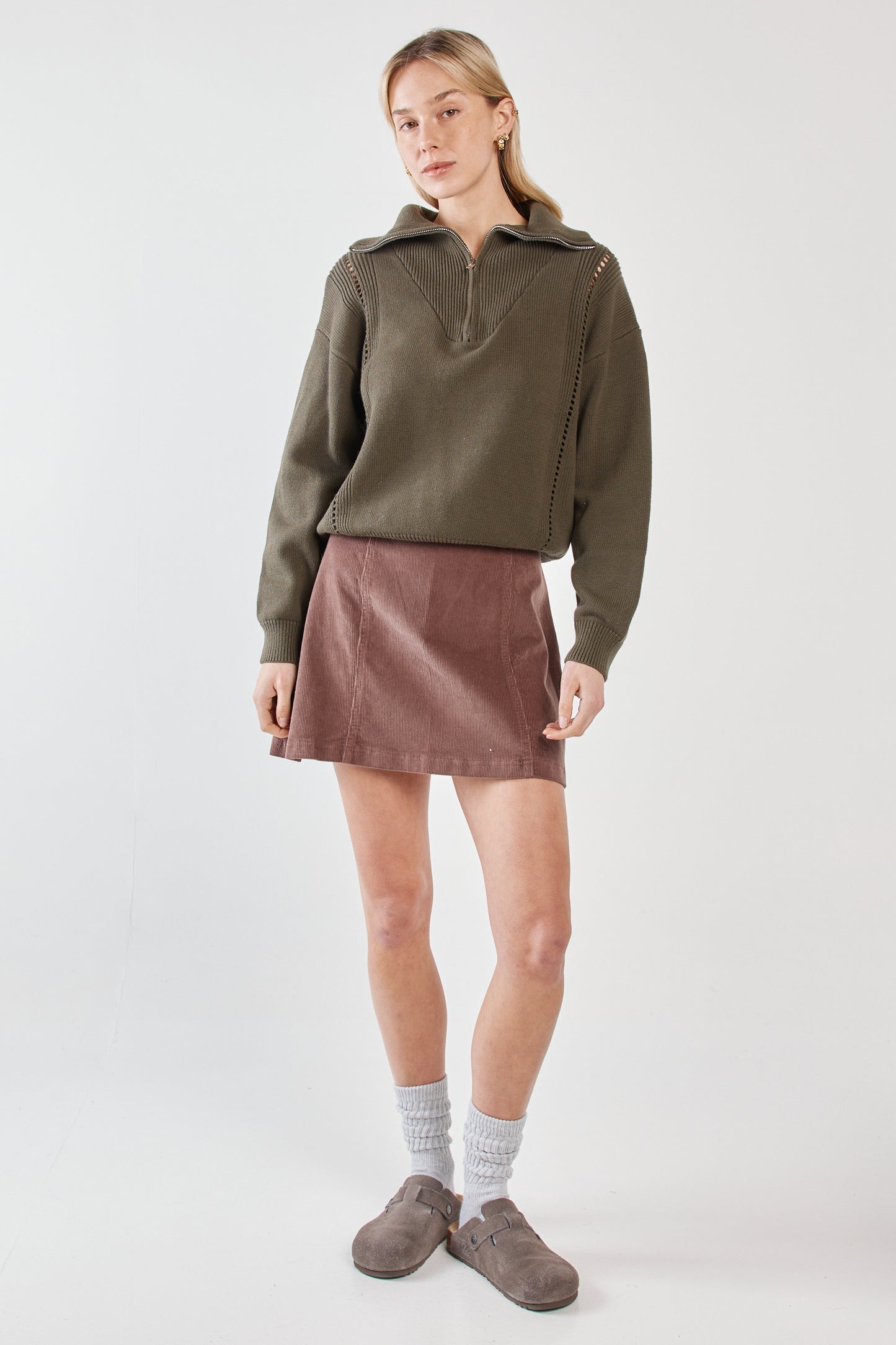 Esti Zip Up Knit Khaki