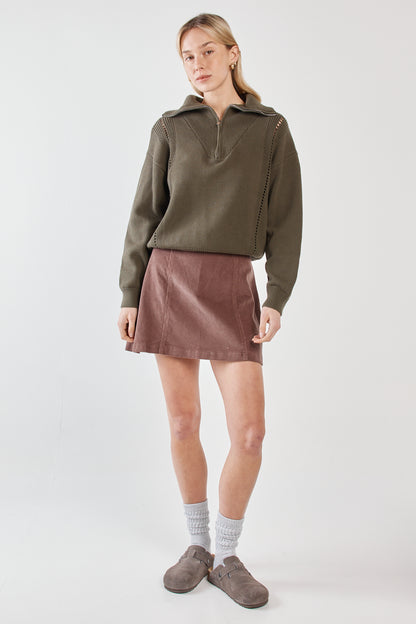 Esti Zip Up Knit Khaki