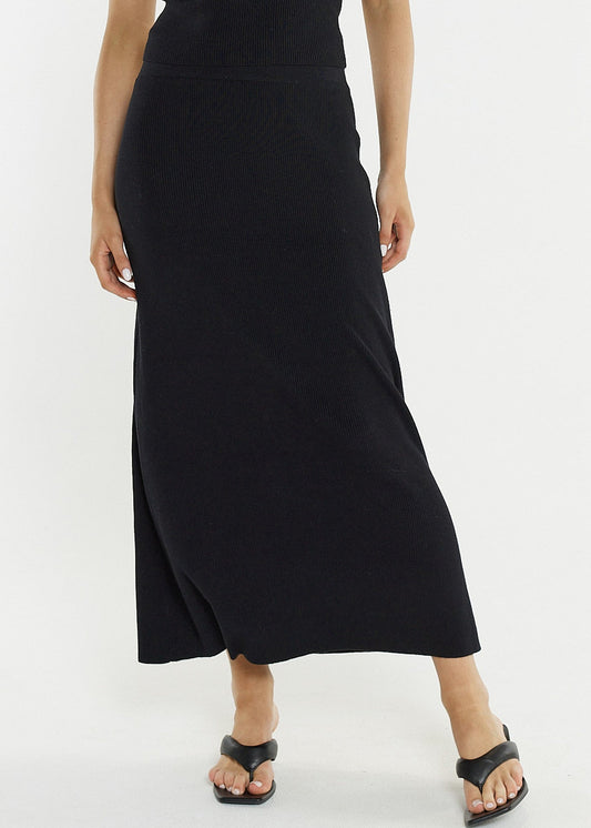 Hazel Rib Skirt Black