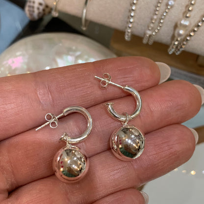 Ball Hoop Stud Earrings