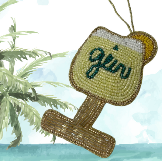 Gin Cocktail Beaded Christmas Ornament Island Time Christmas Loloma Living Tamborine Mountain