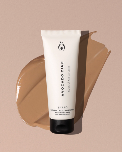 SPF 50 Natural Tinted Moisturiser DARK by Avocado Zinc