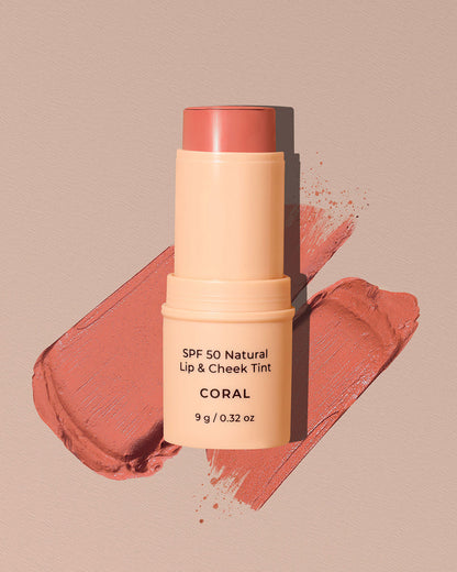 SPF 50 Natural Lip & Check Tint Stick CORAL by Avocado Zinc