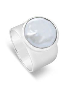 Selene Baroque Pearl Banded Ring Sterling Silver