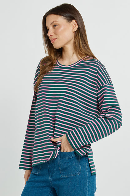 Vienna Stripe Long Sleeve Tshirt Green